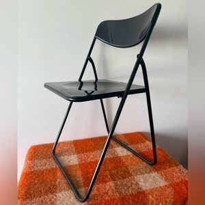 Black IKEA TED Vintage Folding Chair Plastic Metal Space Age Post Modern Decor